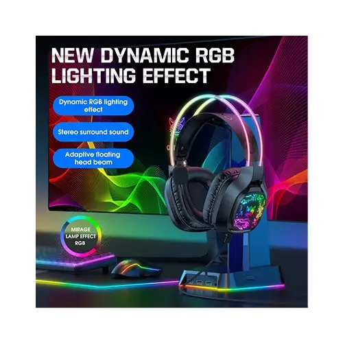 ONIKUMA X22 Cool RGB Dynamic Light Wired Gaming Headset (Black)-gallery-1