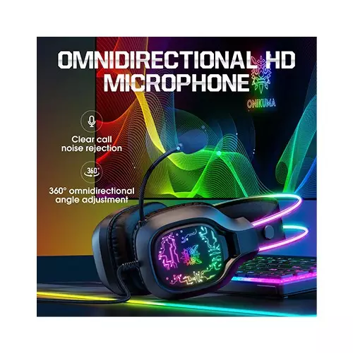 ONIKUMA X22 Cool RGB Dynamic Light Wired Gaming Headset (Black)-gallery-2