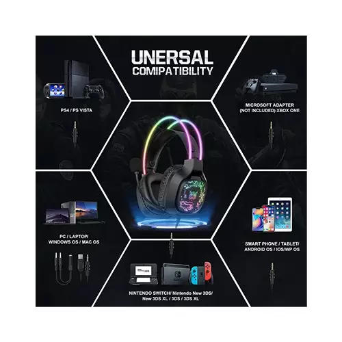 ONIKUMA X22 Cool RGB Dynamic Light Wired Gaming Headset (Black)-gallery-3