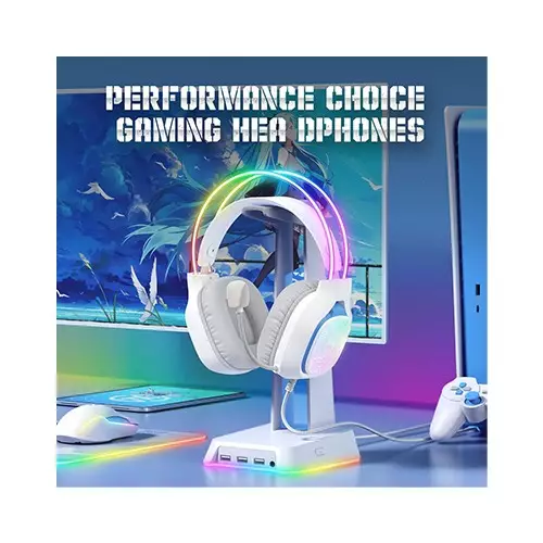 ONIKUMA X22 Cool RGB Dynamic Light Wired Gaming Headset (White)-gallery-1