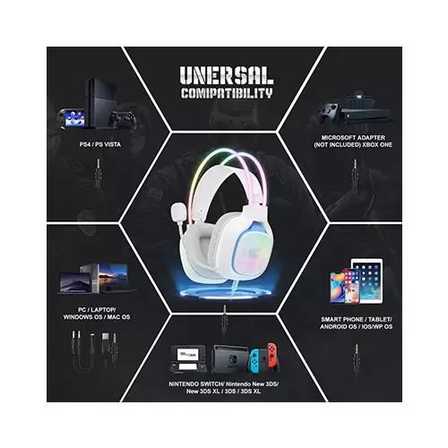 ONIKUMA X22 Cool RGB Dynamic Light Wired Gaming Headset (White)-gallery-4