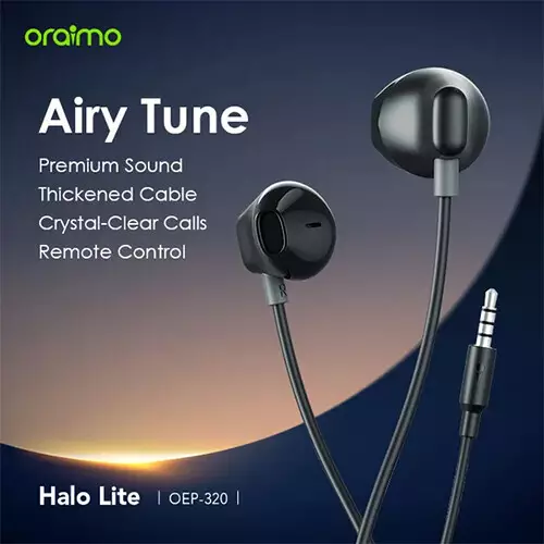 Oraimo Halo Lite 3.5MM Half In-ear Earphone (Black)-gallery-1