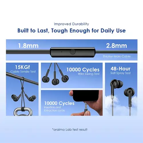 Oraimo CONCH 2 Neo 3.5MM Wired In-Ear Earphone (Black)-gallery-3