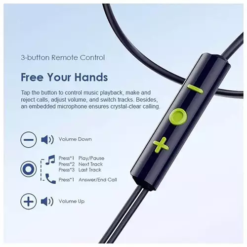 Oraimo Halo Airy Type-C Half In-ear Wired Earphone (Black)-gallery-3