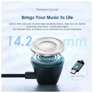 Oraimo Halo Airy Type-C Half In-ear Wired Earphone (Blue)-gallery-2