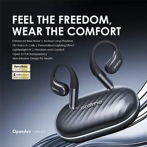 Oraimo OpenArc Open-Ear Bluetooth Earbuds (Black)-gallery-2