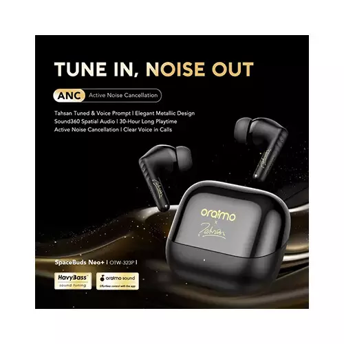 Oraimo SpaceBuds Neo+ ANC Spatial Audio True Bluetooth Earphones (Black)-gallery-1