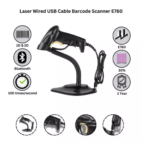 Champion E760 Laser Wired USB Cable Barcode Scanner-gallery-1