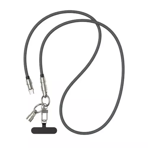 BWOO BO-X310 2 In 1 Type-C to Type-C Charging Cable Built-in Phone Lanyard-gallery-1