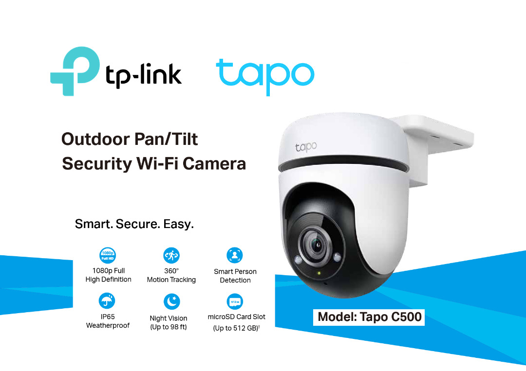 TP-LINK TAPO C500 OUTDOOR PAN/TILT SECURITY WIFI CAMERA 1080p 2.4