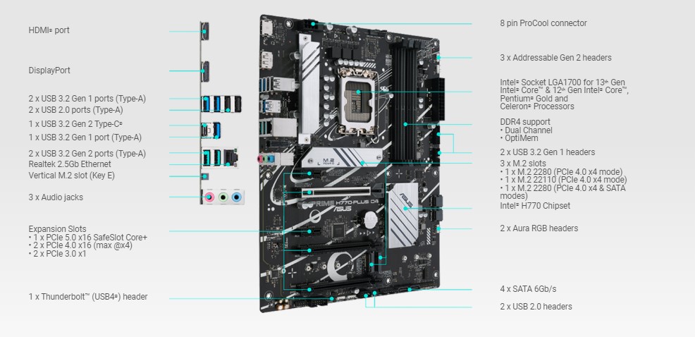 ASUS PRIME H770-PLUS D4 12TH AND 13TH GEN ATX MOTHERBOARD PRICE IN BD ...