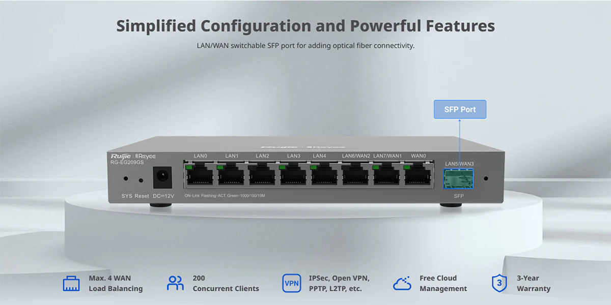 Ruijie RG-EG209GS Managed SFP Router