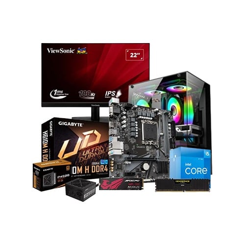 Intel Core i5 12th Gen Gigabyte H610M H 8GB RAM 1TB SSD Desktop PC with 22-inch Monitor