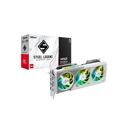 ASRock AMD Radeon RX 9070 XT Steel Legend 16GB GDDR6 White Graphics Card