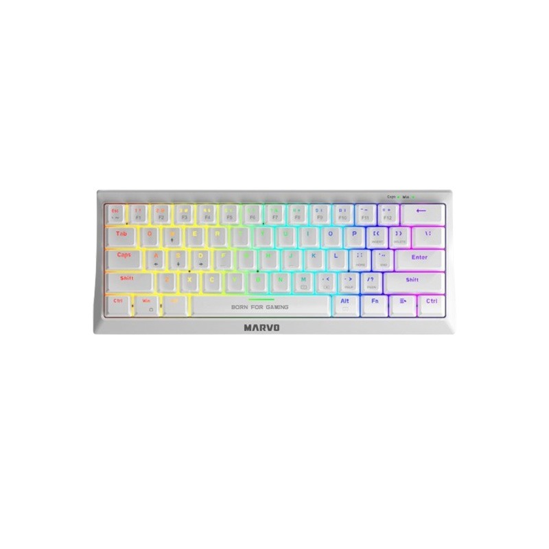 Marvo KG962G WH EN-R Wired Red Switch Mechanical Gaming Keyboard (White)
