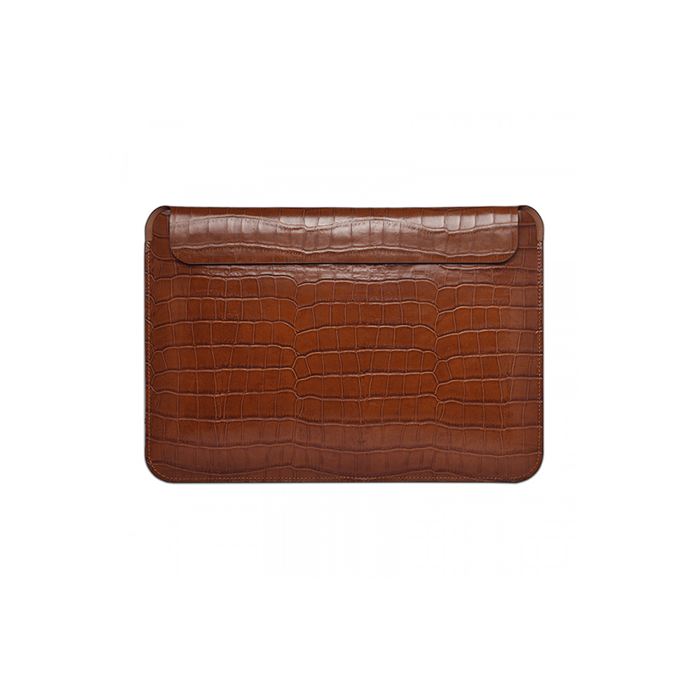 WIWU SKIN CROCO GENUINE 16.2 INCH LEATHER SLEEVE FOR MACBOOK (BROWN)