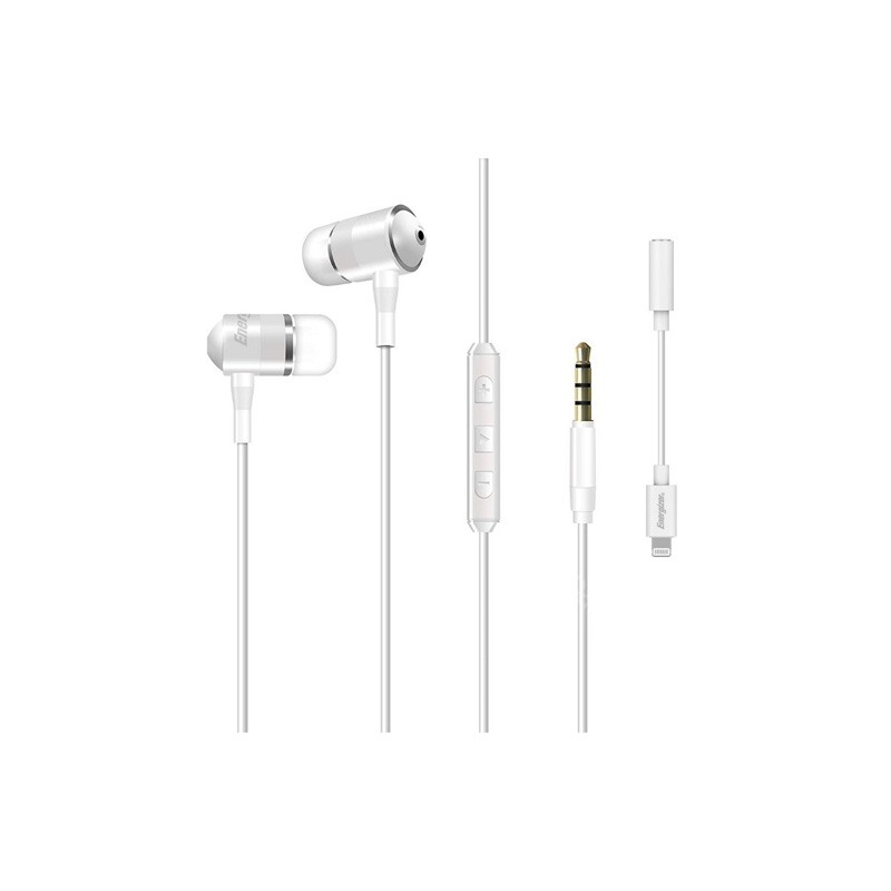 Energizer UIL35WH Earphones with Lightning Audio Converter