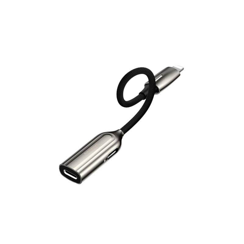 BASEUS CALL55-0A L55 TARNISH 2-IN-1 IP MALE TO DUAL IP FEMALE ADAPTER
