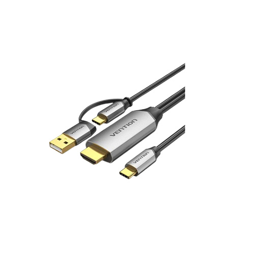 Vention CGXBG 1.5m 2-in-1 Power Supply USB-C To HDMI Cable