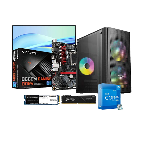 INTEL CORE I5-12400 GIGABYTE B660M GAMING DDR4 8GB RAM 256GB SSD 21.45 INCH MONITOR BUDGET PC