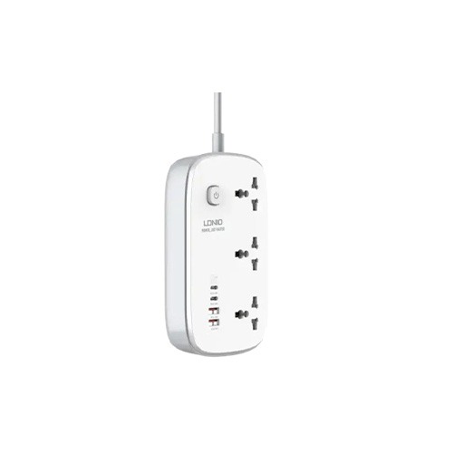 LDNIO SC3416 3 Sockets Universal Fast Charge White Power Strip
