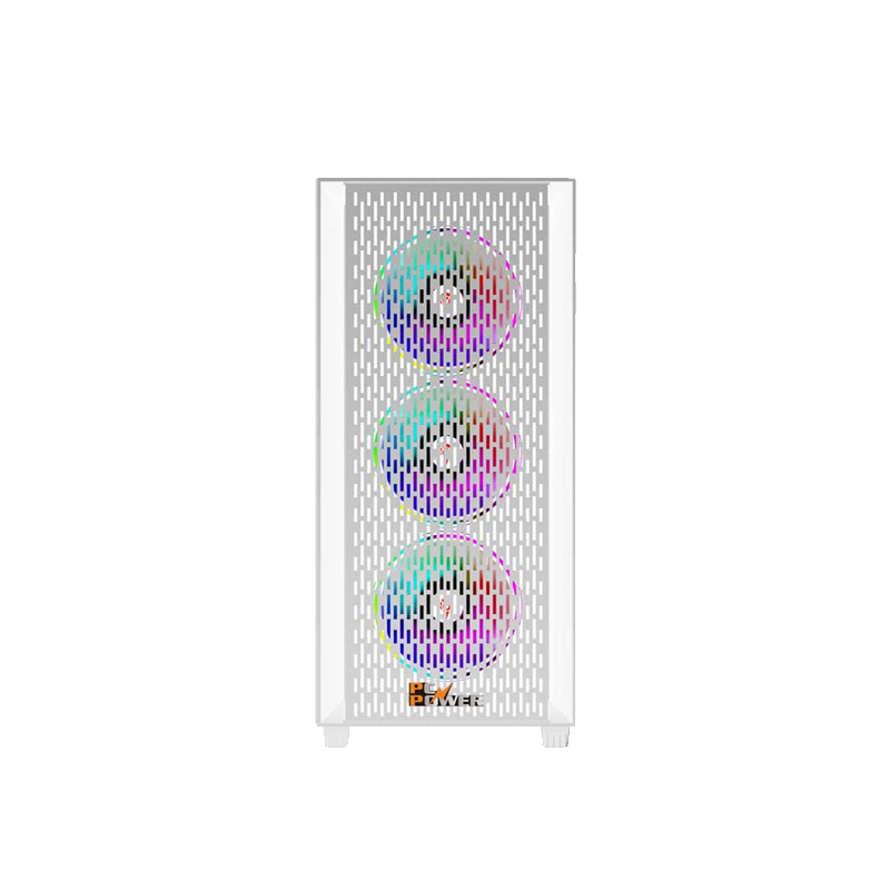 PC POWER FLOW WHITE MESH DESKTOP GAMING CASING WITH 350WATT PSU