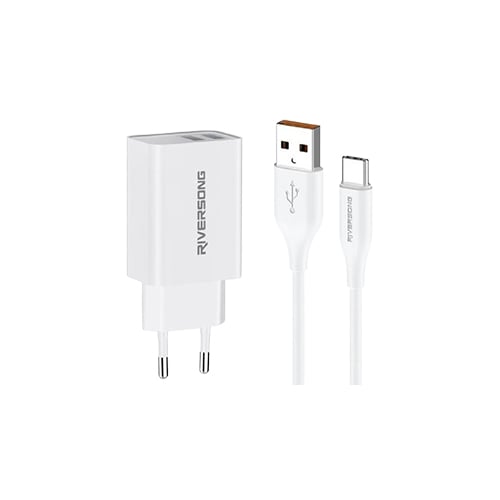 RIVERSONG SAFEKUB D2 USB 2.4A FAST CHARGER (WHITE)