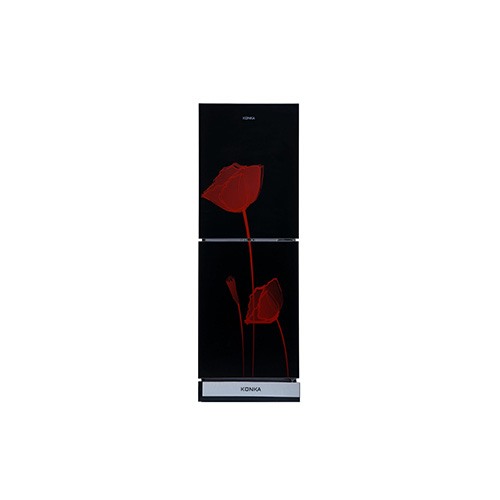 KONKA KRB-270VB- Glass Mirror Red Tulip 270 Ltr Bottom Freezer 2-Door Refrigerator