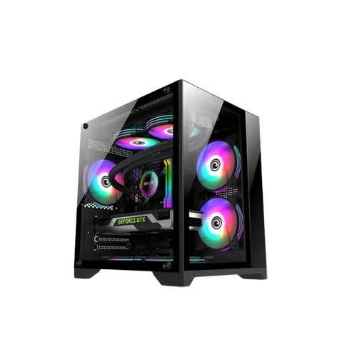 Wintech Skyview X2 ARGB M-ATX Mid Tower Temperred Glass Gaming Desktop Case (Black)